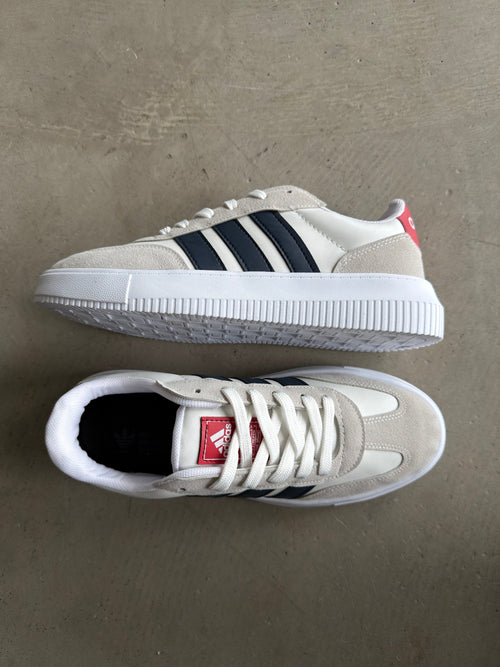 Adidas Bej Lacivert Şerit Sneakers